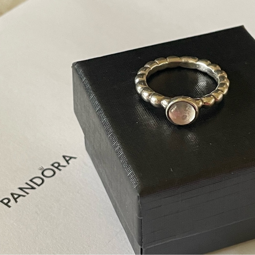 Pandora Moonstone Stackable Bubble Ring Sterling … - image 1